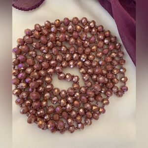 Dusty Rose AB Czech Crystals Flapper Length Vintage Necklace